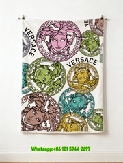 Versace Multicolor Medusa Head All Over Print Flannel Sofa Throw Blanket IMG_1440